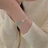 S925 Silver Aquamarine Tube Bracelet